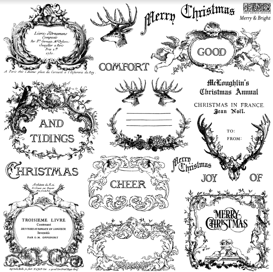 Merry & Bright Decor Stamp by IOD - Iron Orchid Designs - *LIMITED RELEASE * - NEW!